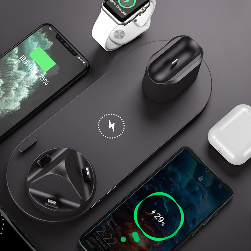 Station de charge rapide sans fil 6-en-1 pour iPhone, téléphone, montre connectée et AirPods