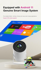 Projecteur portable WiFi 6 et Bluetooth, compatible 4K et 1080p, écran rotatif de 150 pouces, correction automatique du trapèze, idéal pour les films et les ordinateurs portables. Parfait pour la chambre, la télévision ou le home cinéma.