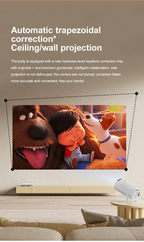 Projecteur portable WiFi 6 et Bluetooth, compatible 4K et 1080p, écran rotatif de 150 pouces, correction automatique du trapèze, idéal pour les films et les ordinateurs portables. Parfait pour la chambre, la télévision ou le home cinéma.