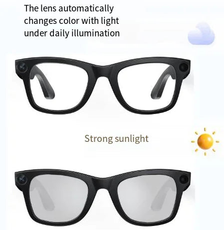 Lunettes intelligentes, caméra HD intégrée, capture photo/vidéo connectée Bluetooth