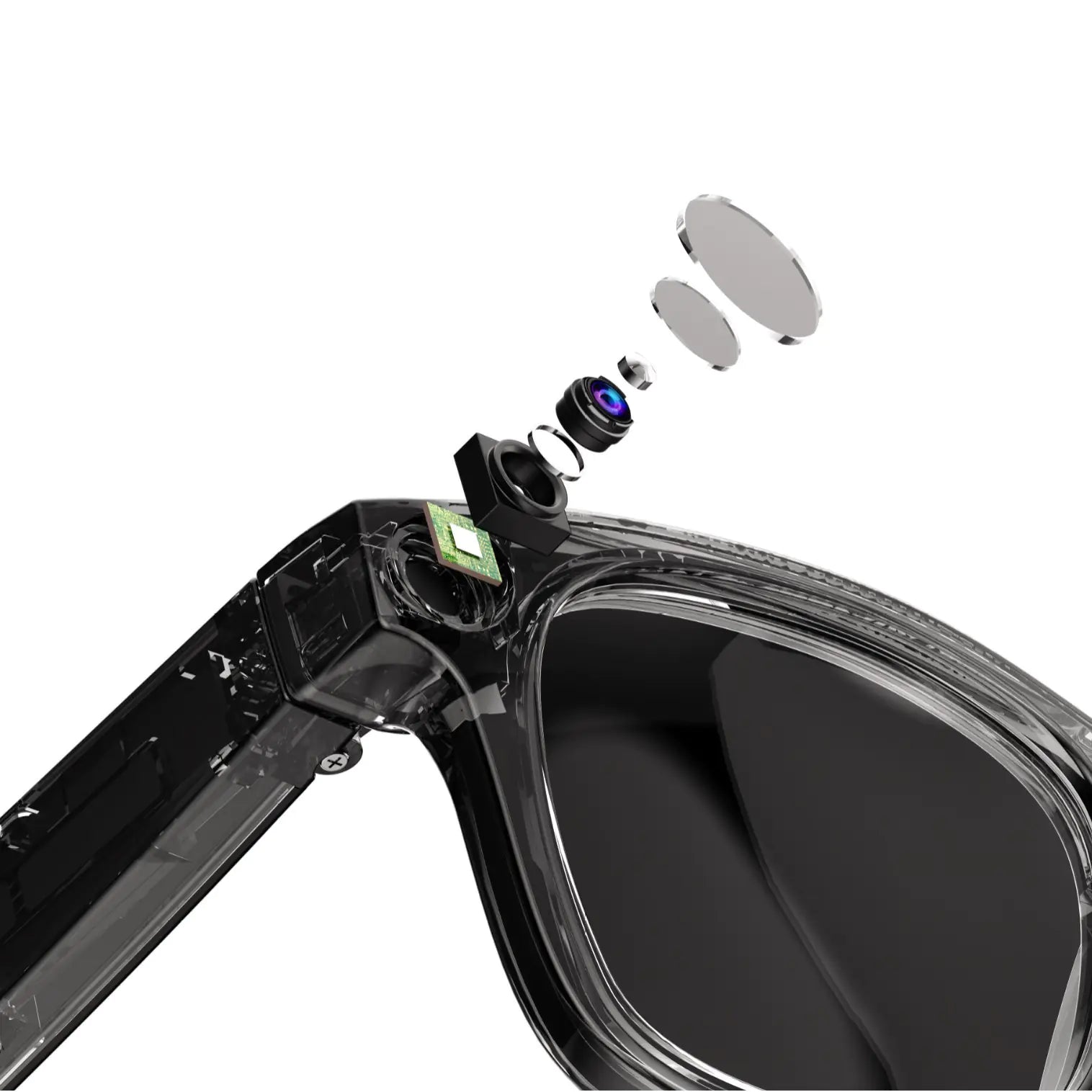 Lunettes intelligentes, caméra HD intégrée, capture photo/vidéo connectée Bluetooth