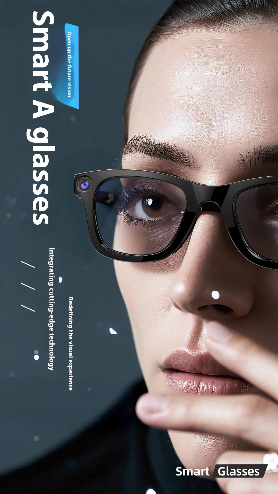 Lunettes intelligentes, caméra HD intégrée, capture photo/vidéo connectée Bluetooth