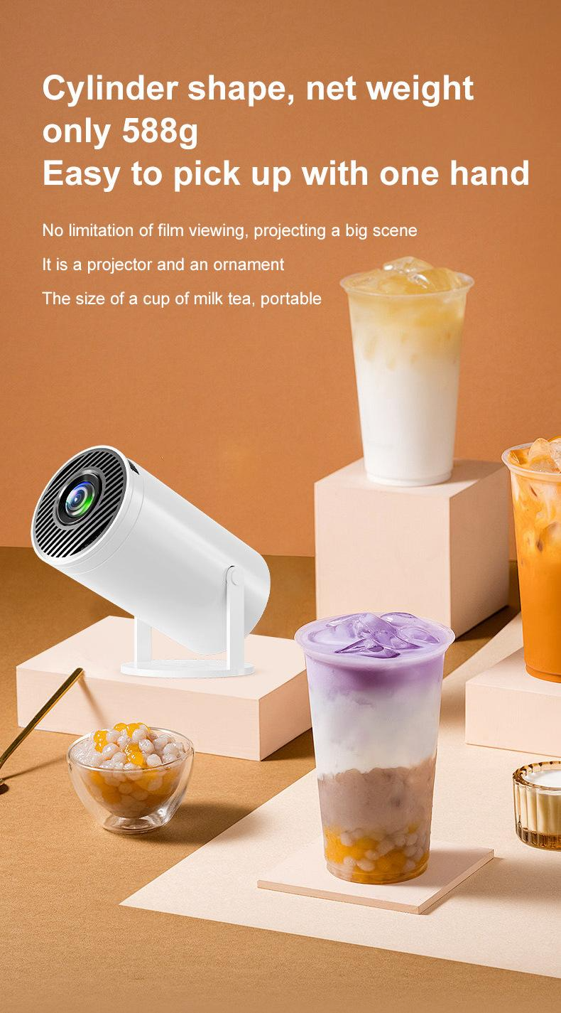 Projecteur portable WiFi 6 et Bluetooth, compatible 4K et 1080p, écran rotatif de 150 pouces, correction automatique du trapèze, idéal pour les films et les ordinateurs portables. Parfait pour la chambre, la télévision ou le home cinéma.